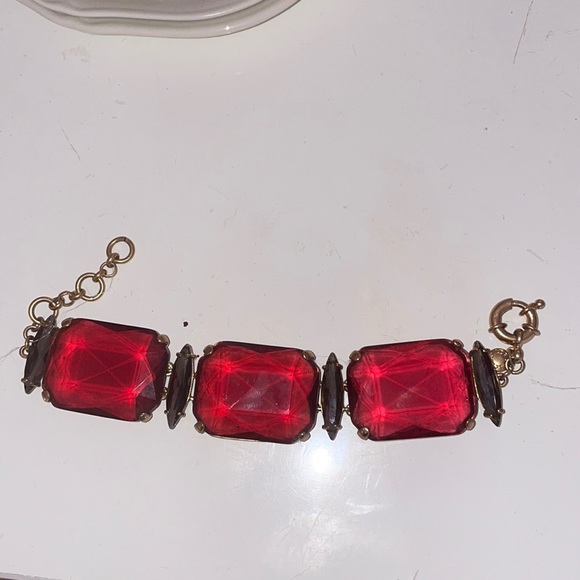 Jcrew red bracelet with gold